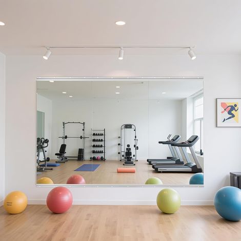 miroirs 122x61cm,grand miroir pleine longueur en verre trempé à fixer au mur. Convient pour la maison,salle de sport,garage,studio de danse,yoga,chambre et salle de bain,décoration intérieure (1/5)