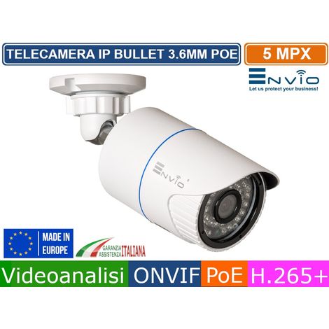 TELECAMERA BULLET  IP 3.6MM 5MP MEGAPIXEL VIDEOANALISI ONVIF POE H.265++ IP66 (1/3)