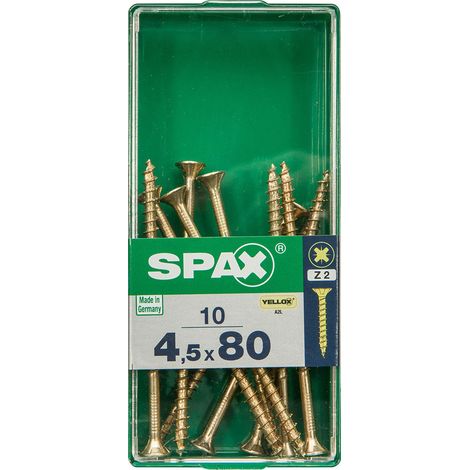 Boîte 10 Unités. Vis A Bois Spax Cab. Plat Yellox 4.5x80mm Spax (1/2)