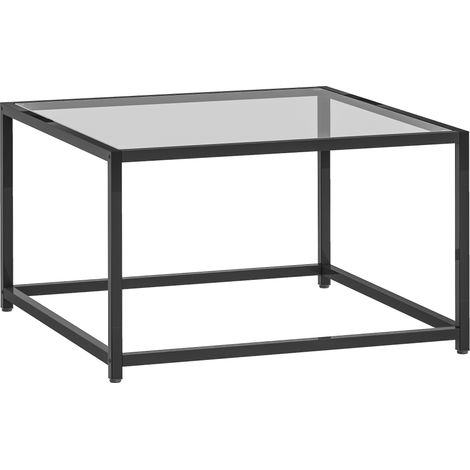 GagaTable d'appoint carree table de chevet verre trempe acier 68x68x39 cm Noir (1/5)