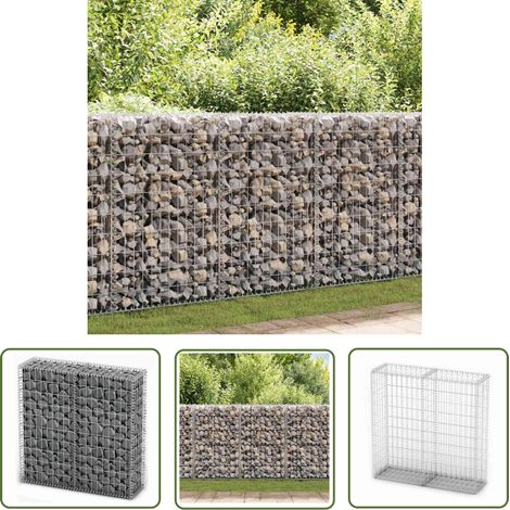 INLIFE Panier de gabion avec couvercle Fil galvanisé 100 x 100 x 30 cm (1/5)