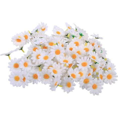 Petites marguerites artificielles, 100 pièces, joli bricolage artisanal en soie pour bureaux, mariages, blanc