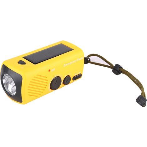 Radio jaune, 12,85,95,8 cm, chargeur de téléphone d'urgence, lampe torche, générateur à manivelle d'extérieur. (1/5)