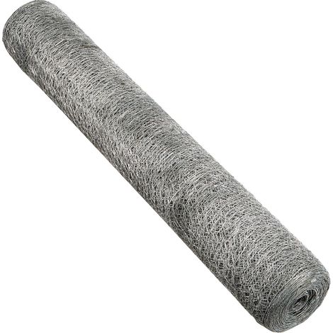 Rete tripla torsione zincata per recinzione in metallo, rotolo da 50 mt -16 x 2 (0.70) mm / 50 mt h 60 cm (1/4)