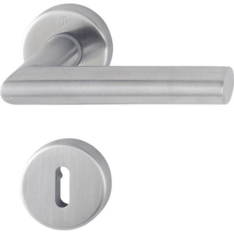 Hoppe – Rosace pour porte – Acier inoxydable mat – Fixation dissimulée avec vis autoforeuses – Connexion à broche rapide – Sens d'ouverture DIN L/R (1/5)