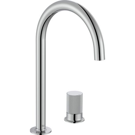 ROCA A5A3D3FC00 NU Grifo Monomando Lavabo con Maneta de Repisa Maneta Stripes Cromo - ref: A5A3D3FC00