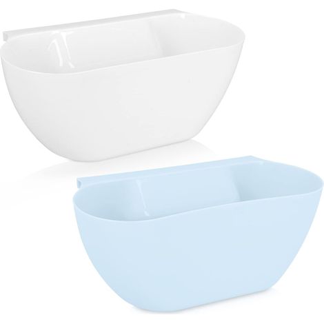 Poubelles de Cuisine Suspendues - Lot de 2 Bacs à Déchets Organiques - Poubelles Humides Suspendues - Blanc/Bleu