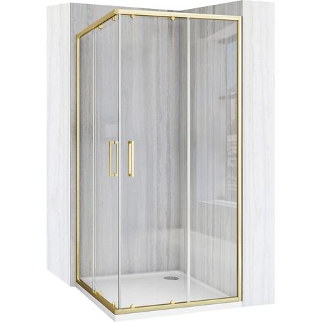 CABINE DE DOUCHE REA CITY 90X90 GOLD BRUSH + RECEVEUR SAVOY NOIR 90X90