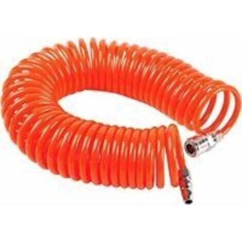 Tuyau à air comprimé Tuyau d'air comprimé, tuyau spiralé en polyuréthane de haute qualité, insertion d'air comprimé optimisée, connecteur enfichable, tuyau spiralé avec raccord rapide, tuyau de (1/5)