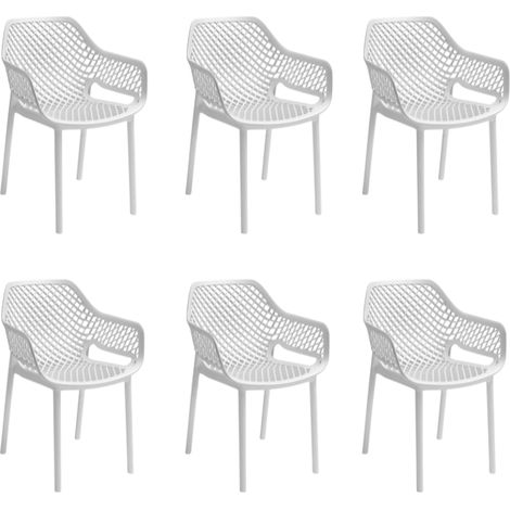 Gloupie Set 6 Poltrone Aria in Polipropilene Bianco, Impilabile,58x60x82 cm, 3,8 kg, Schienale Ergonomico,Made in Italy (1/5)