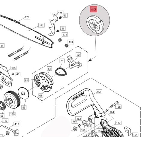 Gruppo frizione ORIGINALE BLUEBIRD per motosega CS 590 CS590-60