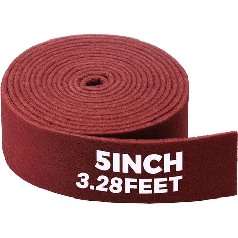 Spugnetta abrasiva, in nylon, 12,7 cm x 1 metro, colore rosso castagna, peso 0,14 kg, riutilizzabile. (1/5)