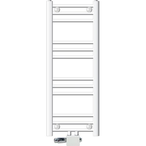 ECD Germany Radiatore Sahara 300 x 800 mm Bianco con Attacco Centrale Universale incl. Termostato e Set di Collegamento a Parete o Pavimento Calorifero Riscaldamento per Bagno Termosifone Moderno (1/5)