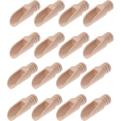 16 Pièces Mini Cuillère en Bois - Petite Cuillère à Sel, Pelle pour Épices, Thé, Café et Bain (1/5)