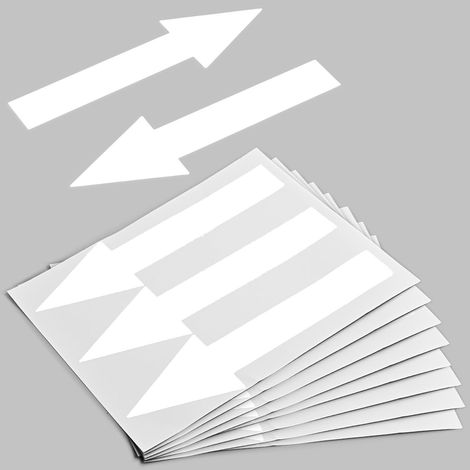 Lot de 24 autocollants flèches blanches - 6 x 20 cm - Flèches autocollantes - Marquage du sol - Étiquettes d'avertissement imperméables - Amovibles - Autocollants de sol - Pour panneau de direction (1/5)