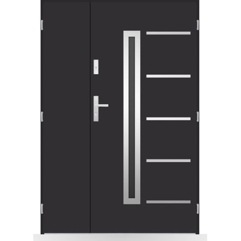 Porte d'entrée double Calisson - 130-140-150x208cm - Couleur: Noir - Poussant: Droit - Dimensions: 90x40 cm