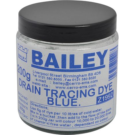 Bailey 1992 Drain Tracking Dye 200g 8oz - Blue BAI1992