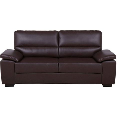 Sofa 3 Seater VOGAR Faux Leather Dark Brown (1/5)