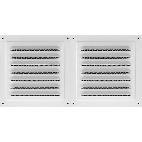 Grille d'aération en acier inoxydable - Grille à persiennes, ventilation, anti-insectes - 30 x 15 cm - Blanc