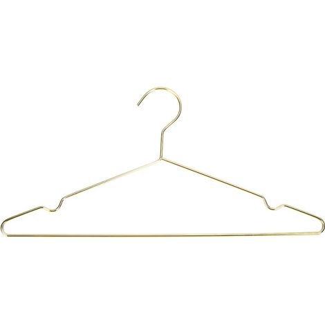 Lot de 10 cintres métalliques dorés brillants de 42 cm, cintres rainurés peu encombrants, cintres robustes en fil de fer.