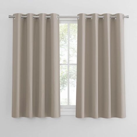 Rideaux Occultants - Rideaux Thermiques Unis à Oeillets - Lumineux et Occultants - Décoration pour Chambre, Maison, Cuisine - 132x160cm Blanc Cassé - 2 Pièces