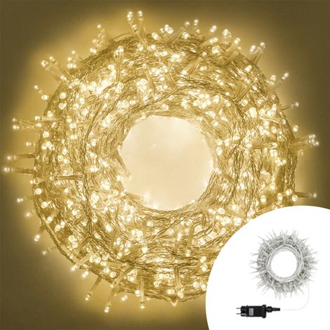 Catena di luci 25 metri da 500 Led Bianco Caldo con cavo trasparente Wisdom (1/5)
