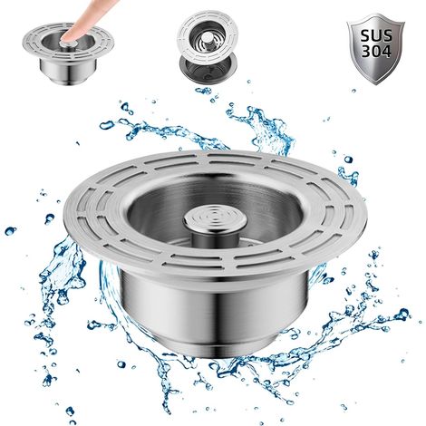 Bouchon Evier Cuisine, Pop-Up Filtre Evier Cuisine, Antirouille Bonde pour Evier de Cuisine, Durable Bonde Evier Cuisine, Profondeur D'évier 40 Mm, S'Adapte à N'Importe Quel éVier de Cuisine (1/5)