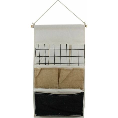Trade Shop - Organizador Objetos Cuelta 6 Bolsillos Tela De Baño Habitación Multiusos 10479 -