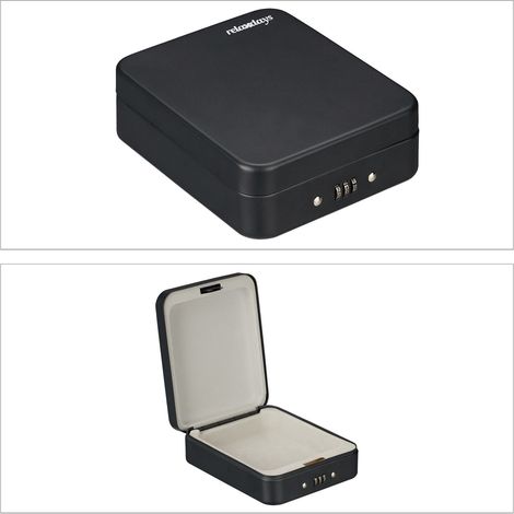 Coffre fort portable sécuritaire compact 10 x 20 x 15 cm en acier noir (1/5)