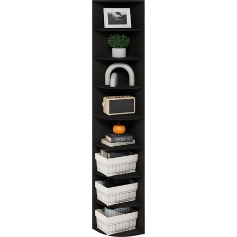 Ensemble De 2 Étagères d'angle, Bibliothèque d'angle À 5 Niveaux, Rangement Ouvertes, Rangement, Salon/Bureau, Garage, Noyer Columbia, Espresso (1/5)