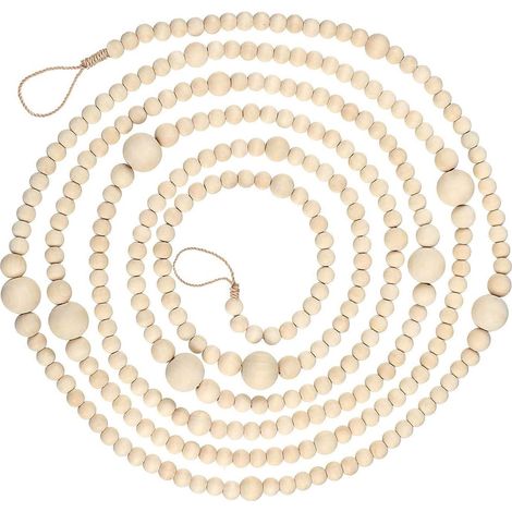 Guirlande Perles Bois - 360 cm - Décoration Murale Cheminée Arbre Noël - Pour Intérieur Naturel - 1 Pièce (1/5)