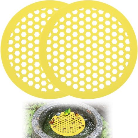 piezas de isla flotante para abejas, bebedero redondo para abejas, mariposas e insectos de jardín, patios y lugares soleados, amarillo (1/5)