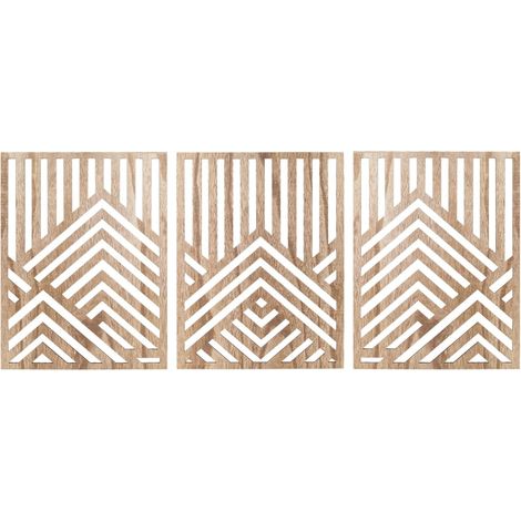 Lot de 3 panneaux d'art mural moderne en bois de montagne, décoration murale de montagne, forêt naturelle, ligne abstraite minimaliste pour salon, chambre à coucher, ferme (marron clair) (1/5)