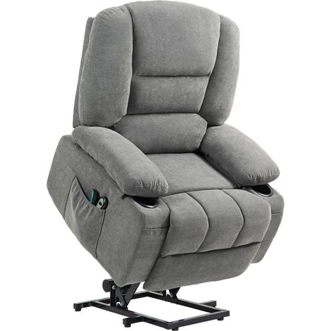 Sillón relax eléctrico elevable con masaje y calor, gris oscuro, OKWISH (1/5)