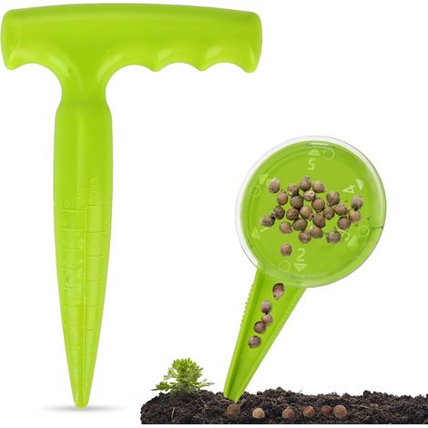 Semoir, perceuse, semoir manuel, outil de jardin avec fonction de mesure, adapté au semis de bulbes, fleurs et légumes (vert clair)