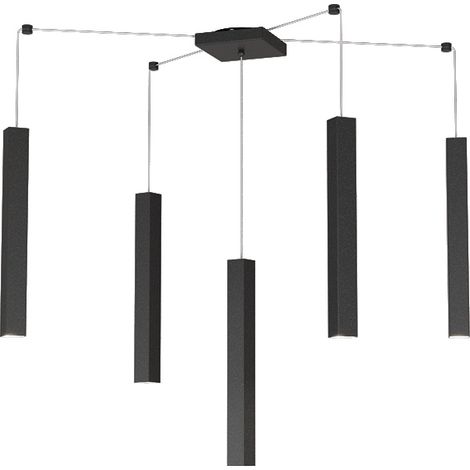 Sospensione Moderna Square Tube Metallo Nero 5 Luci Gu10 (1/4)