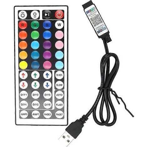 Télécommande infrarouge 44 touches, double sortie RGB 4 broches, contrôleur intelligent USB Bluetooth via application pour variateur de lumière LED RGB 5050 5V (1/5)