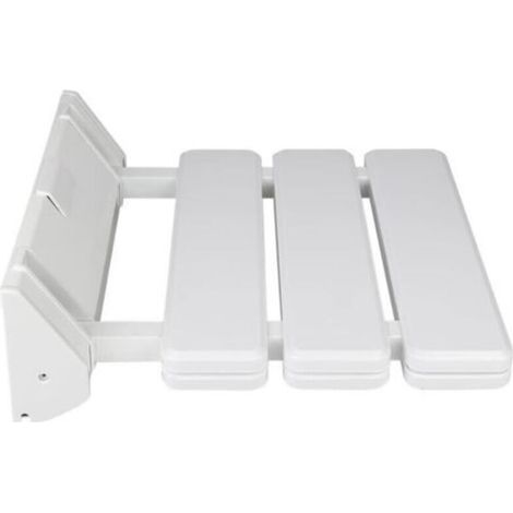 Wandmontierter, klappbarer/einziehbarer Duschsitz für Badezimmer, orthopädisches Badewannenbrett, rutschfester Badewannensitz mit Gewichten, ergonomischer Duschhocker mit Füßen (33 x 32 x 5 cm (Weiß)) (1/5)