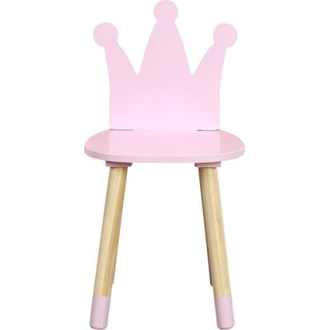 Chaise Enfant en Bois "Couronne" 54cm Rose (1/3)