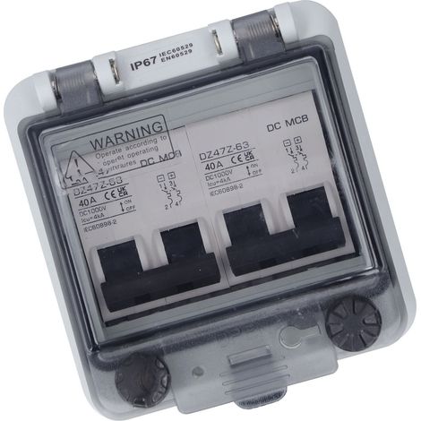 IP67 wasserdichte Solar-PV-Anschlussdose, kombiniertes Gehäuse mit 2 DC 2P 40A Leistungsschaltern (1/5)