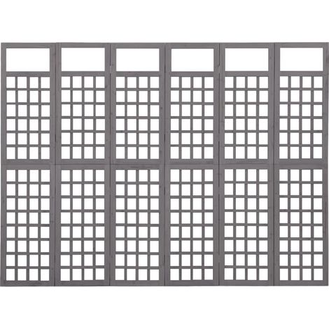 Cloison de séparation à 6 panneaux Bois de pin Gris 242,5x180 (1/5)