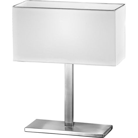 Lampada Scrivania Contemp Para Hotel Metallo Cromo Tessuto Bianco 1 Luce E14 (1/2)