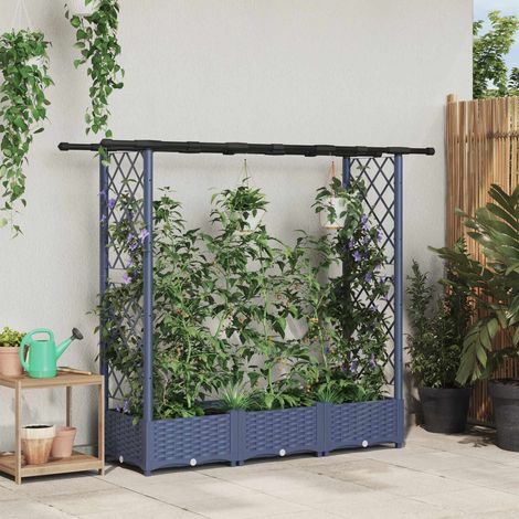 Teenpull – Hochbeet mit Rankgitter und Dach Grau 164 x 40 x 121 cm PP (1/5)