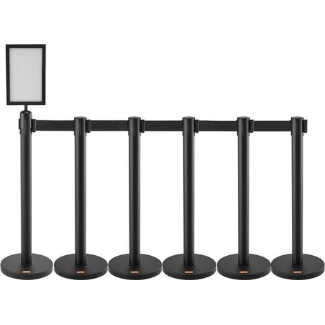 Poteau de guidage - Lot de 6 pièces - 93 cm - Rubans rétractables 200 cm - Adaptateur 4 voies (1/5)