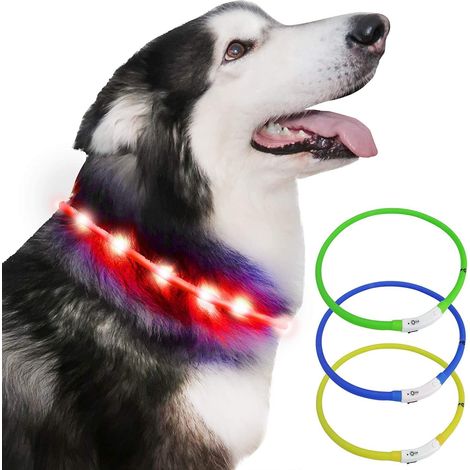 Collier lumineux en silicone pour animaux de compagnie (rouge)