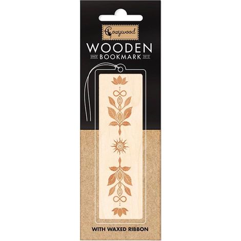 Marcapáginas de madera con motivos etnoflorales