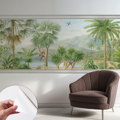 Papier peint autocollant adhésif décoratif avec motifs pour salon et chambre a motif Paysage exotique 250x104 cm (1/5)