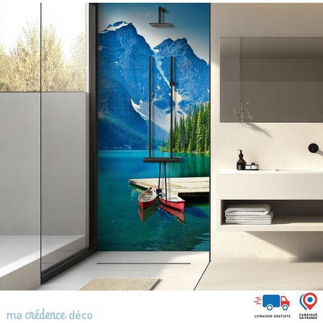 Panneau de douche : Lac paisible canoe - Alu composite - 120 - 245 (1/3)