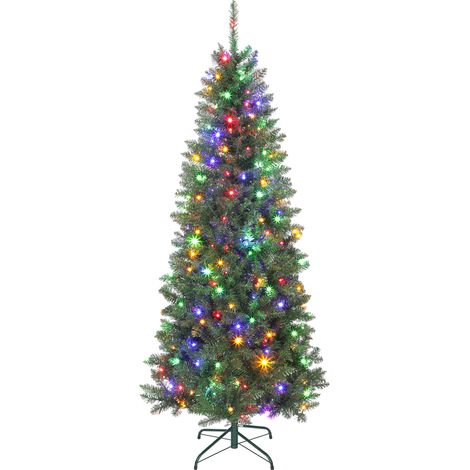 Albero di Natale Artificiale 180 cm 899 Rami con 250 Luci LED Bianche e Colorate 9 Modalità Verde