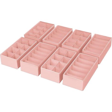 Schubladen Organizer 8er Set 30x15x9cm faltbar für Kleiderschrank Socken Unterwäsche Rosa (1/5)